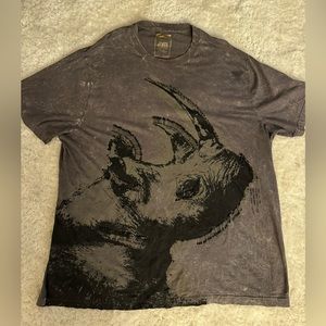 Sean John Men's Safety-Pinned Black Rhinoceros T-Shirt Marbled Grey 3XL P Diddy